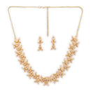 Gold Plated Brass American Diamond Pear Shape Floral Necklace Set