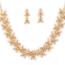 Gold Plated Brass American Diamond Pear Shape Floral Necklace Set