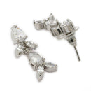 Silver Toned Brass Floral Marquise Necklace Set for Women