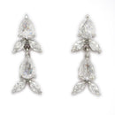 Silver Toned Brass Floral Marquise Necklace Set for Women