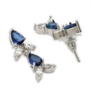 Sapphire Blue Silver Toned Brass Floral Marquise Necklace Set for Women
