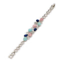Silver-Plated Multicolor Stone Charm Bracelet