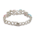 Silver-Plated Multicolor Stone Charm Bracelet