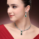 Rhodium Teardrop Necklace Set
