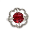 Rhoidum Plated Silver-toned Crystal Floral Statement Ring for Women