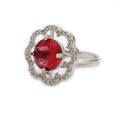 Rhoidum Plated Silver-toned Crystal Floral Statement Ring for Women