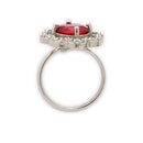 Rhoidum Plated Silver-toned Crystal Floral Statement Ring for Women