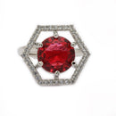 Rhoidum Plated Silver-toned Crystal Geometric Statement Ring for Women