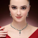 Silver Plated Brass AD Teardrop Halo Necklace Set)