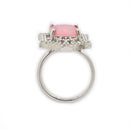 Silver-toned Ruby Magenta Cut Crystal Statement Ring for Women