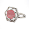 Rhoidum Plated Silver-toned Crystal Geometric Statement Ring for Women