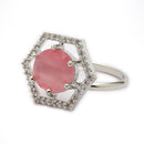 Rhoidum Plated Silver-toned Crystal Geometric Statement Ring for Women