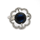 Rhoidum Plated Silver-toned Crystal Floral Statement Ring for Women