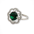 Rhoidum Plated Silver-toned Crystal Floral Statement Ring for Women