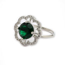 Rhoidum Plated Silver-toned Crystal Floral Statement Ring for Women