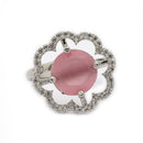 Rhoidum Plated Silver-toned Crystal Floral Statement Ring for Women