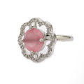 Rhoidum Plated Silver-toned Crystal Floral Statement Ring for Women