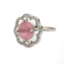 Rhoidum Plated Silver-toned Crystal Floral Statement Ring for Women