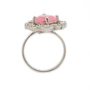 Rhoidum Plated Silver-toned Crystal Floral Statement Ring for Women