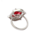 Silver-toned Ruby Magenta Cut Crystal Statement Ring for Women