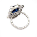 Silver-toned Ruby Magenta Cut Crystal Statement Ring for Women