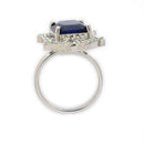 Silver-toned Ruby Magenta Cut Crystal Statement Ring for Women