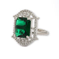 Silver-toned Ruby Magenta Cut Crystal Statement Ring for Women