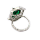 Silver-toned Ruby Magenta Cut Crystal Statement Ring for Women