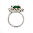 Silver-toned Ruby Magenta Cut Crystal Statement Ring for Women