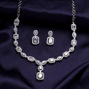 Rectangular White Stone Necklace Set
