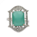 Silver-toned Ruby Magenta Cut Crystal Statement Ring for Women