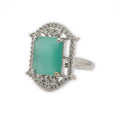 Silver-toned Ruby Magenta Cut Crystal Statement Ring for Women
