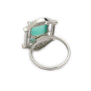 Silver-toned Ruby Magenta Cut Crystal Statement Ring for Women