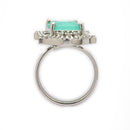 Silver-toned Ruby Magenta Cut Crystal Statement Ring for Women