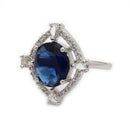 Rhoidum Plated Silver-toned Ruby Magenta Crystal Ring for Women
