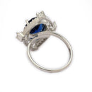 Rhoidum Plated Silver-toned Ruby Magenta Crystal Ring for Women