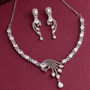 Rhodium Plated Silver Toned White American Diamond Studded Jewellery Set