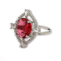 Rhoidum Plated Silver-toned Ruby Magenta Crystal Ring for Women