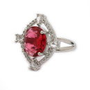 Rhoidum Plated Silver-toned Ruby Magenta Crystal Ring for Women