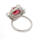 Rhoidum Plated Silver-toned Ruby Magenta Crystal Ring for Women