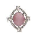Rhoidum Plated Silver-toned Ruby Magenta Crystal Ring for Women