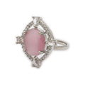 Rhoidum Plated Silver-toned Ruby Magenta Crystal Ring for Women