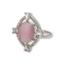 Rhoidum Plated Silver-toned Ruby Magenta Crystal Ring for Women