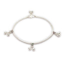 Silver-Plated Designer Silver-Toned Chain Anklet with Charms for Women & Girls