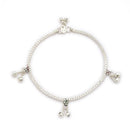 Silver-Plated Designer Silver-Toned Chain Anklet with Charms for Women & Girls