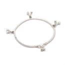 Silver-Plated Designer Silver-Toned Chain Anklet with Charms for Women & Girls