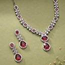 Rhodium Teardrop Necklace Set