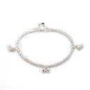 Silver-Plated Braided Chain Silver-Toned Anklet for Women & Girls