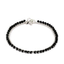 Silver-Plated Black Beaded Double Layer Silver-Toned Anklet for Women & Girls