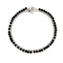 Silver-Plated Black Beaded Double Layer Silver-Toned Anklet for Women & Girls